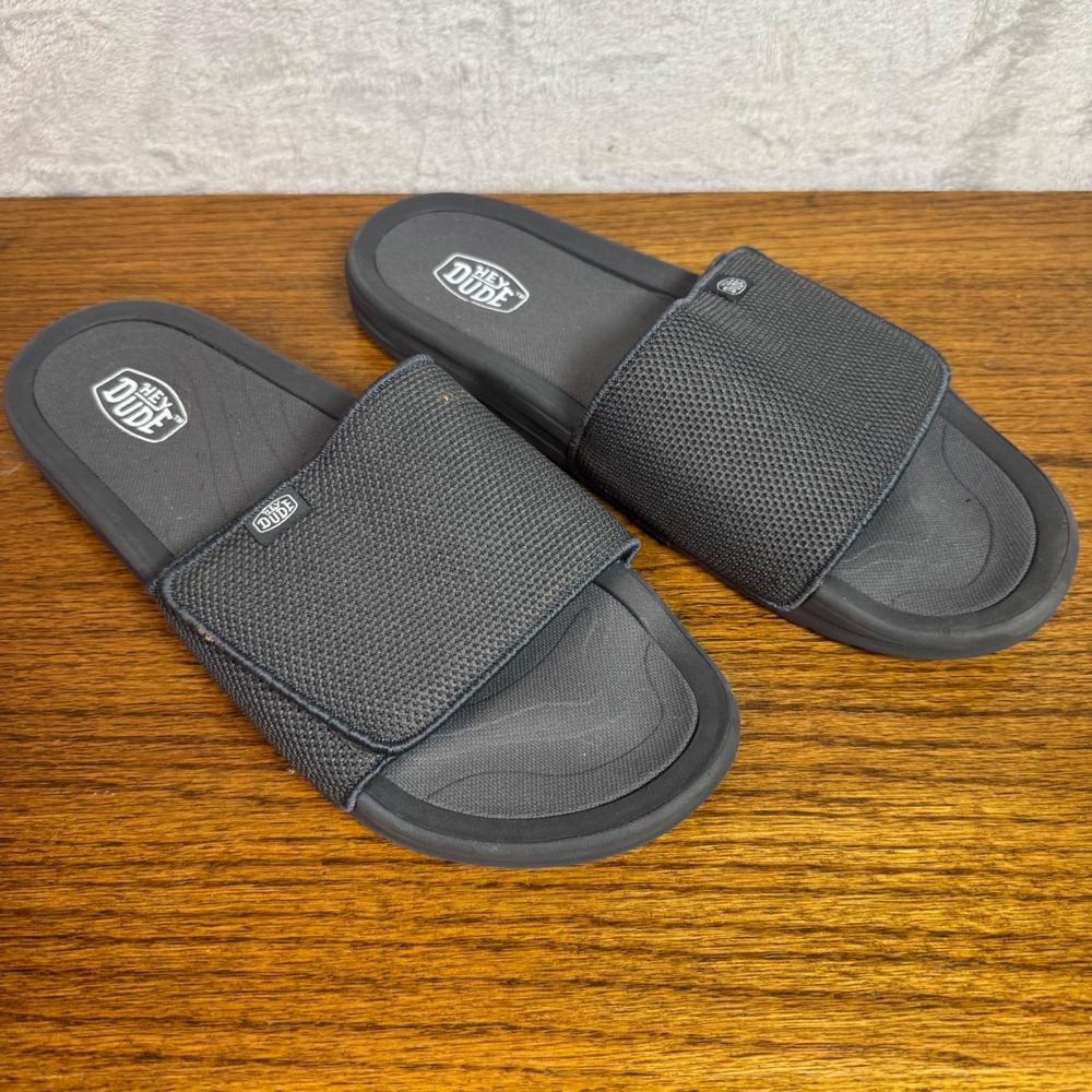Hey Dude Phoenix Basic Knit Gray Slides Mens Size 12 40129-030